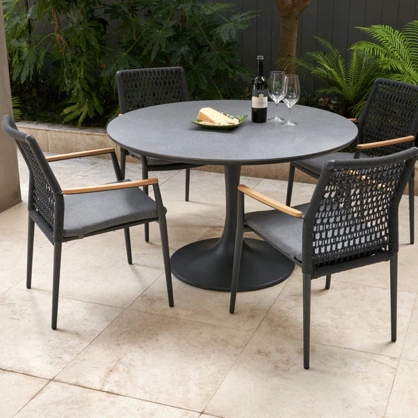 5-piece Addis - Tulip Setting Charcoal and Teak