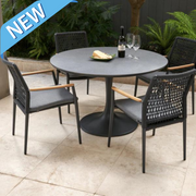 5-piece Addis - Tulip Setting Charcoal and Teak