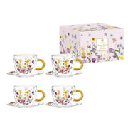 Ashdene Pressed Flowers Collection Infuser Set of 4 Cup and Saucer Set